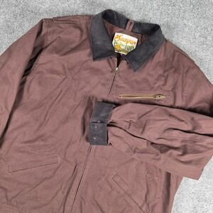 Seager Ranch Jacket Mens XL Brown Cotton Canvas Corduroy Collar Rugged Coat
